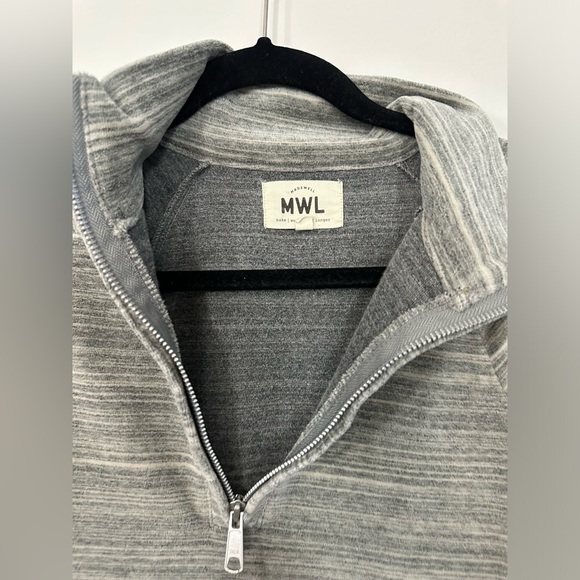 Madewell MWL 3/4 zip mock neck space-dyed velour striped pullover cozy medium - Picture 9 of 13